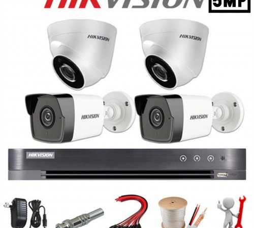 Trọn bộ 4 Camera Hikvision 5MP Siêu Nét